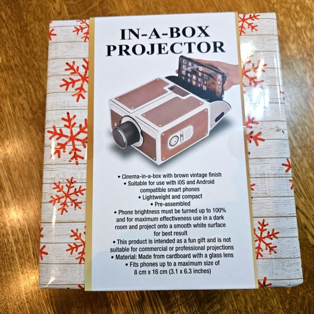 In-A-Box Projector with Brown Vintage Finish, NIP